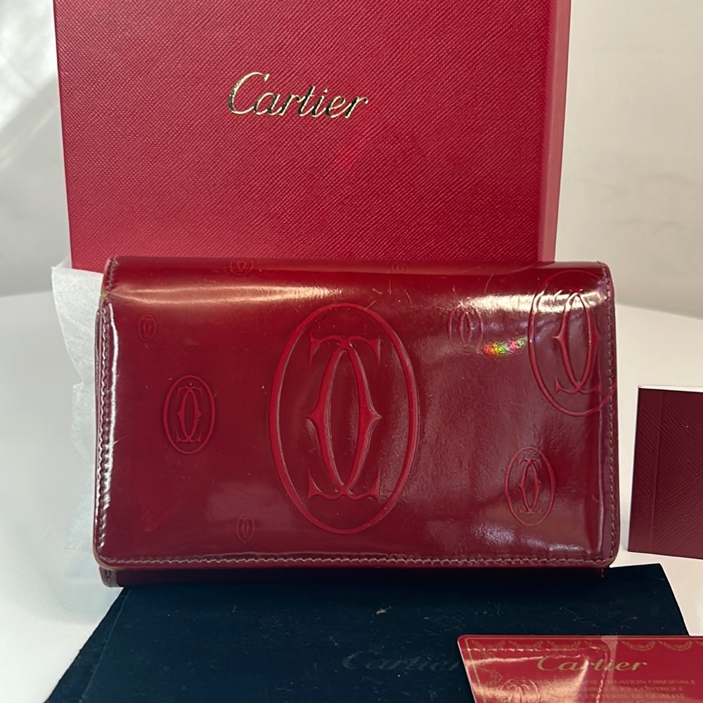 Cartier Happy Birthday Wallet Bifold Burgundy Red
